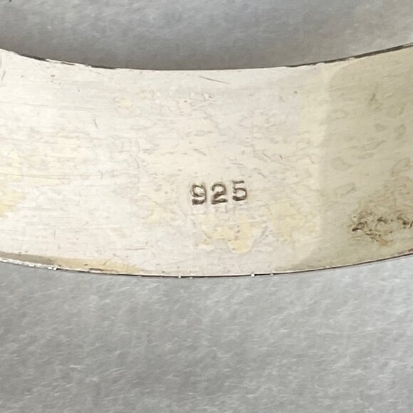 VTG Sterling Silver 925 14MM Wide Hollow Etched Scroll Round Bangle Bracelet 7" - Picture 8 of 16